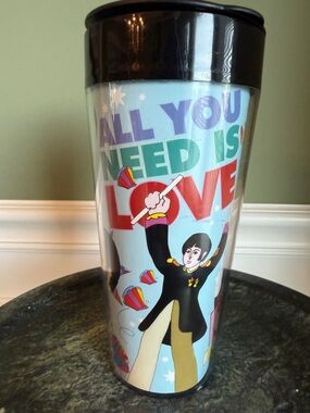 All You Need Is Love Beatles Travel Tumbler - Yellow Submarine Theme